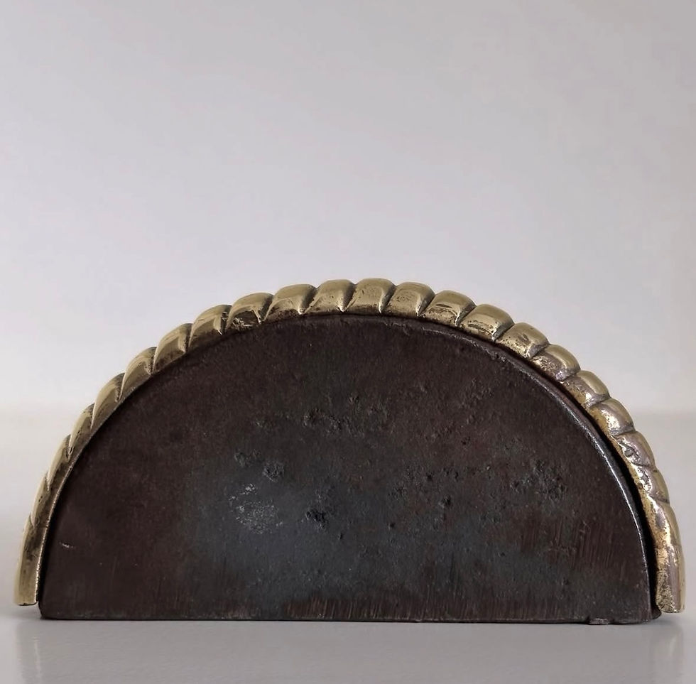 Thumbnail: A Tall Brass Bell-Shaped Doorstop with Rope Twist Handle, c.1870