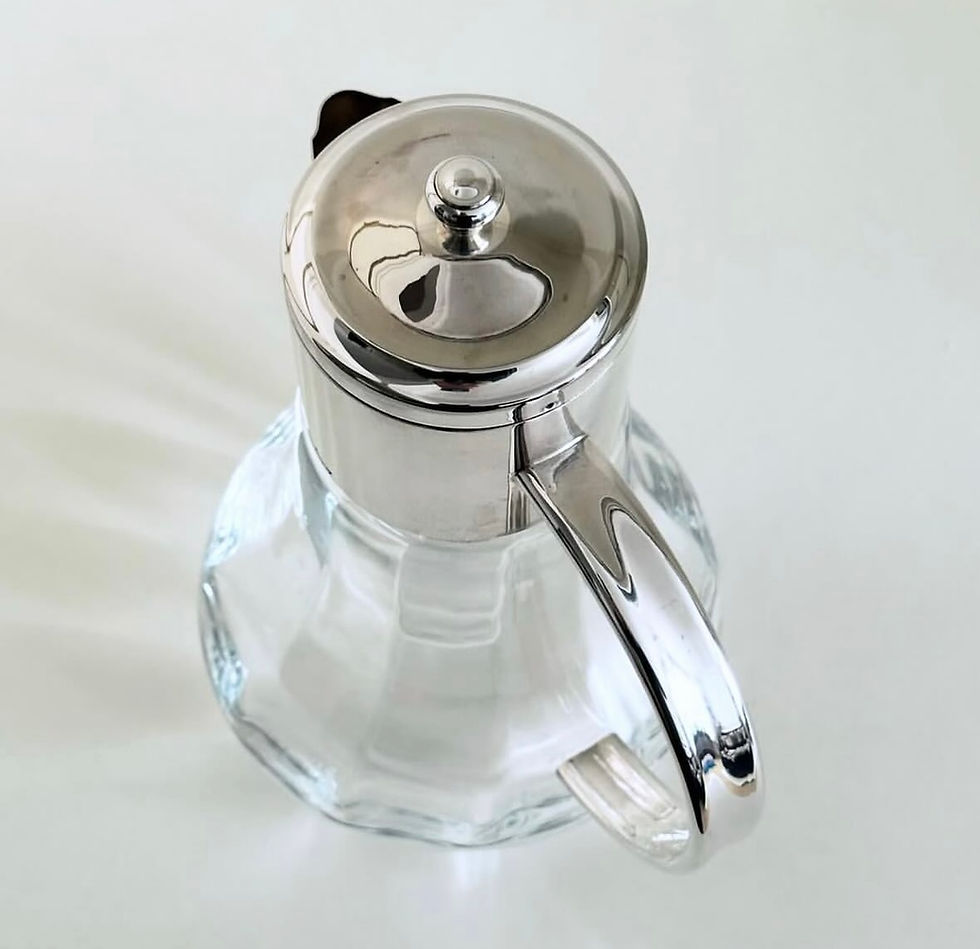 Thumbnail: A Deco Glass and Silver Plated Lemonade Jug by Asprey, c.1930