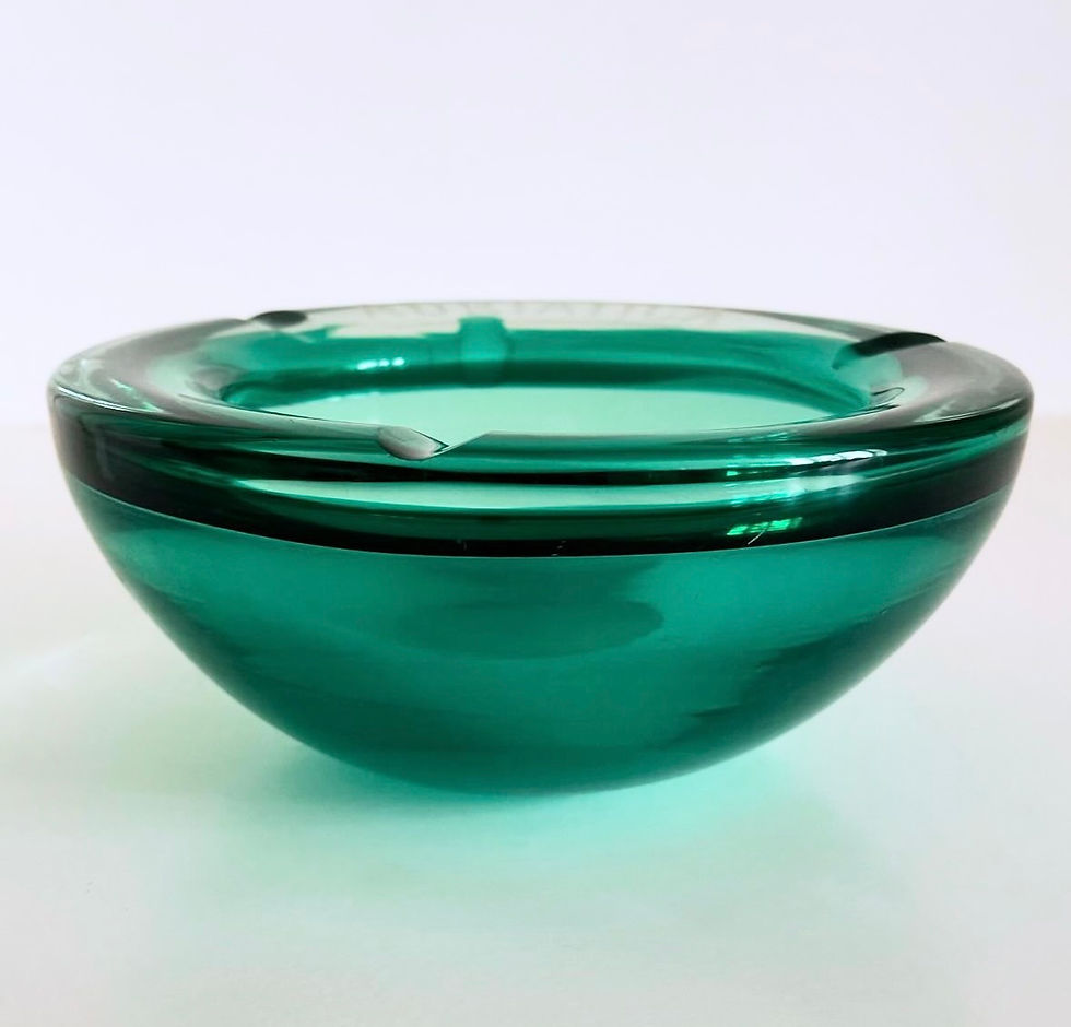 A Deco Green Glass Ashtray from RMS Adriatic, c.1930