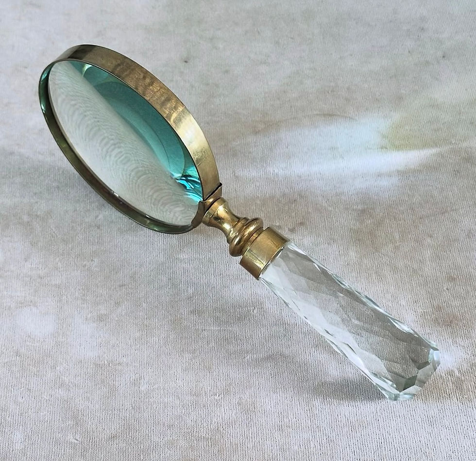 Thumbnail: A Deco Brass and Glass Magnifying Glass, c.1930
