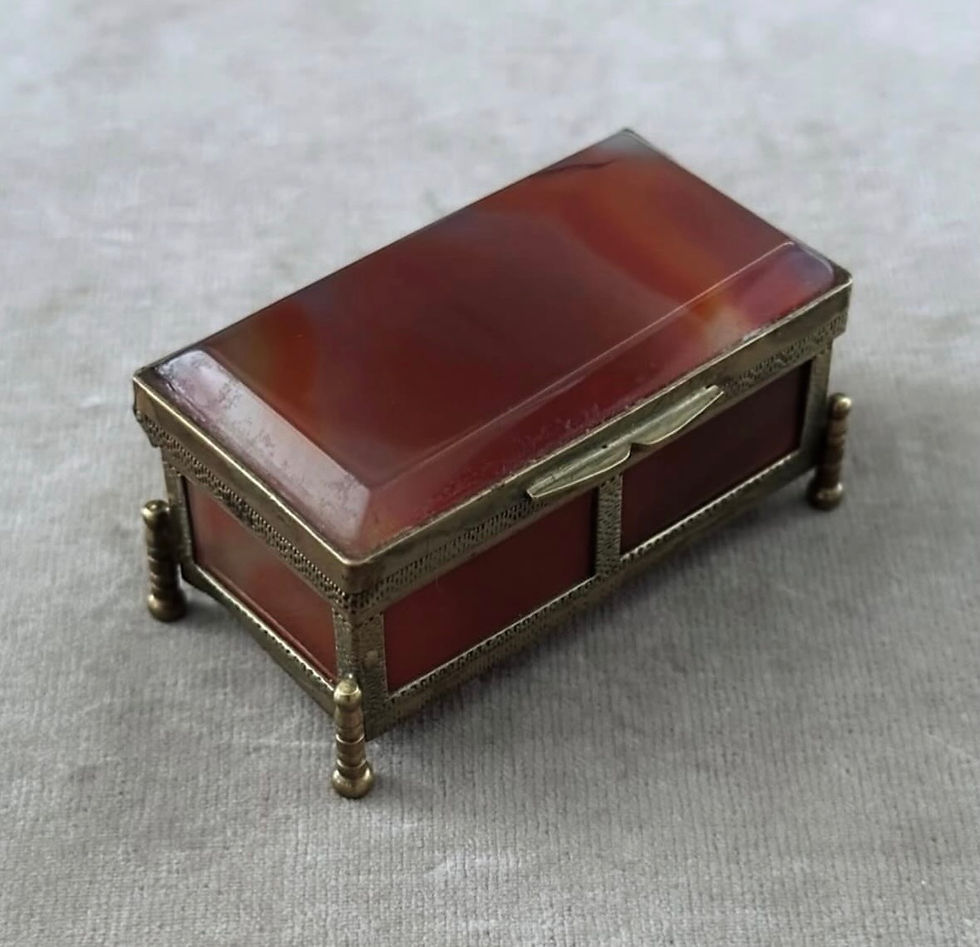 Thumbnail: A Napoleon III Palais Royale Agate and Gilt Metal Box, c.1860