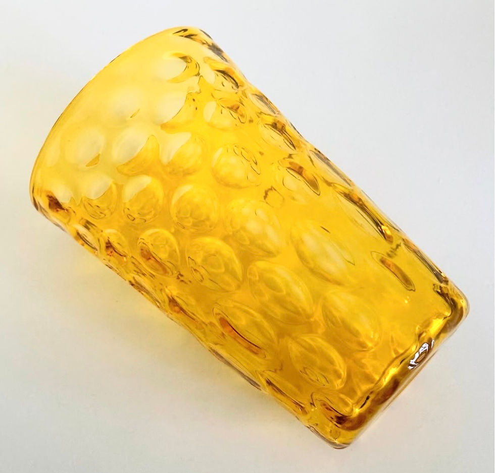 Thumbnail: A Lemon Yellow Dimple Glass Vase by Powell & Sons, c.1950