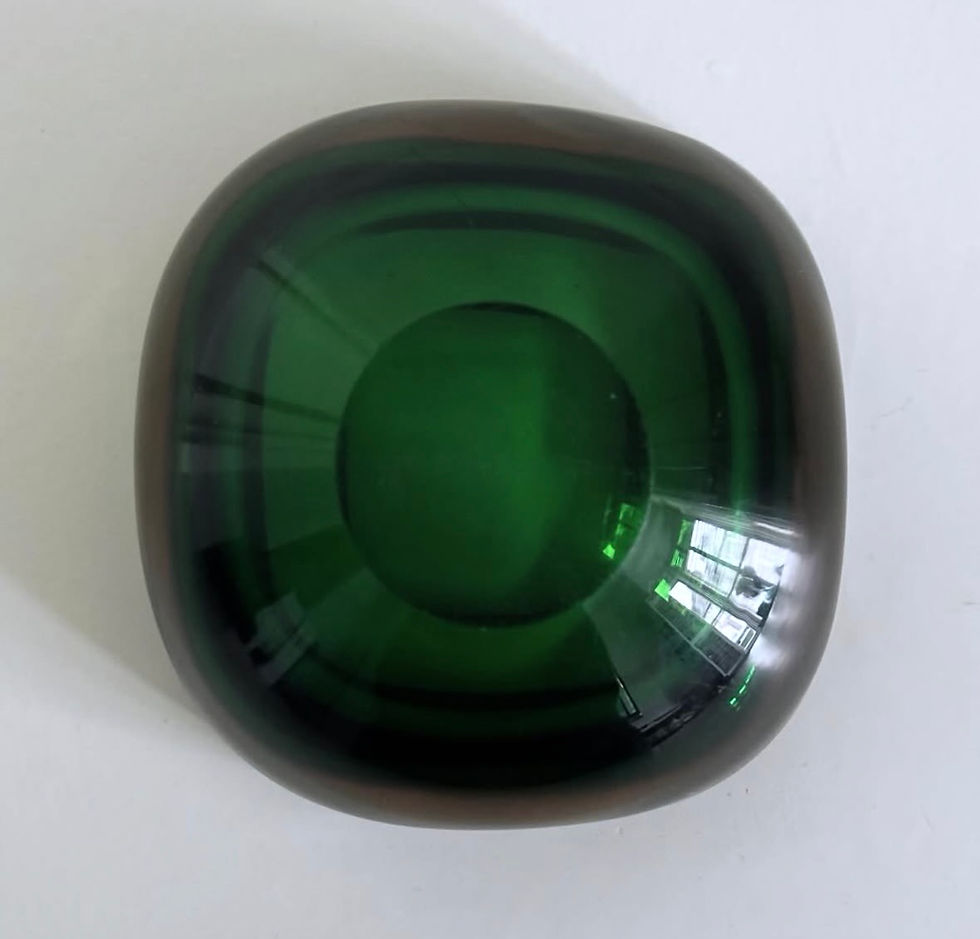Thumbnail: A Murano Sommerso Faceted Green and Yellow Glass Bowl, c.1960