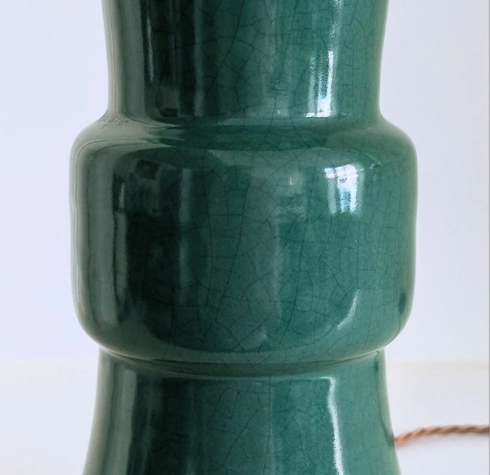 Thumbnail: A Celadon Crackle Glazed Song Hi Shaped Vase Lamp, c.1890