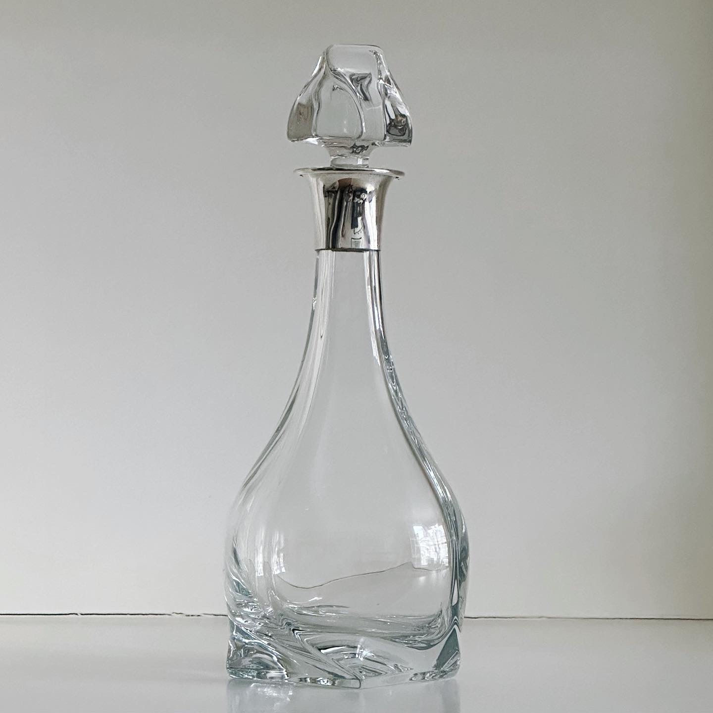 A Modern Angular Glass & Silver Decanter by Francis Howard