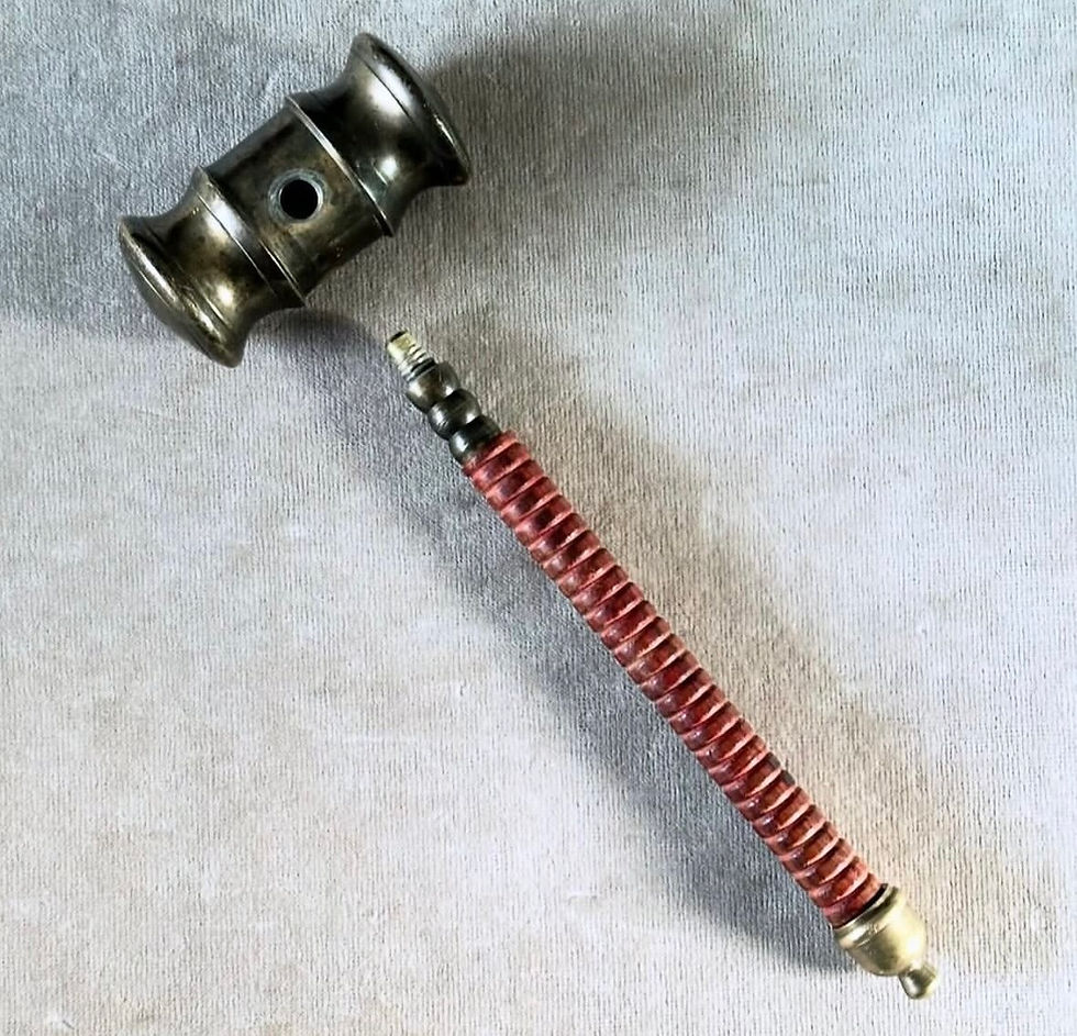 Thumbnail: A Victorian Bronze and Cherrywood Gavel, c.1890