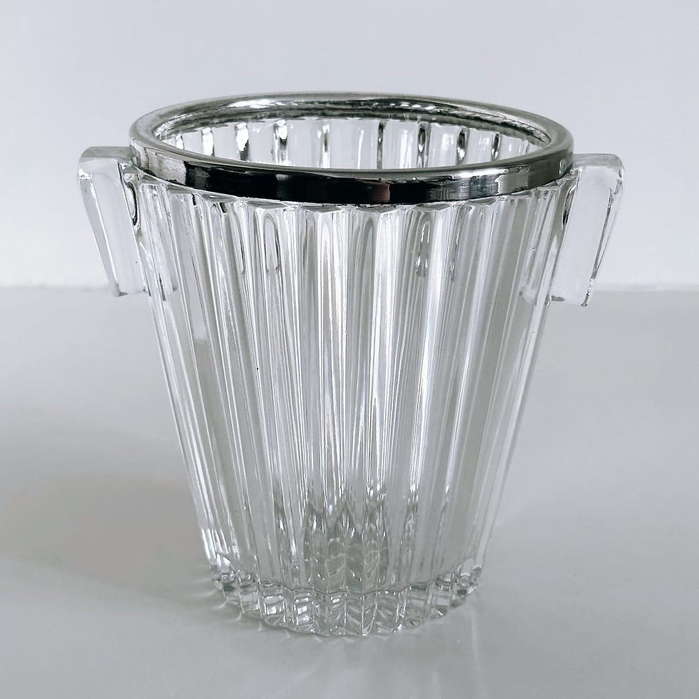 Thumbnail: A Deco Reeded Glass Ice Bucket, c.1930