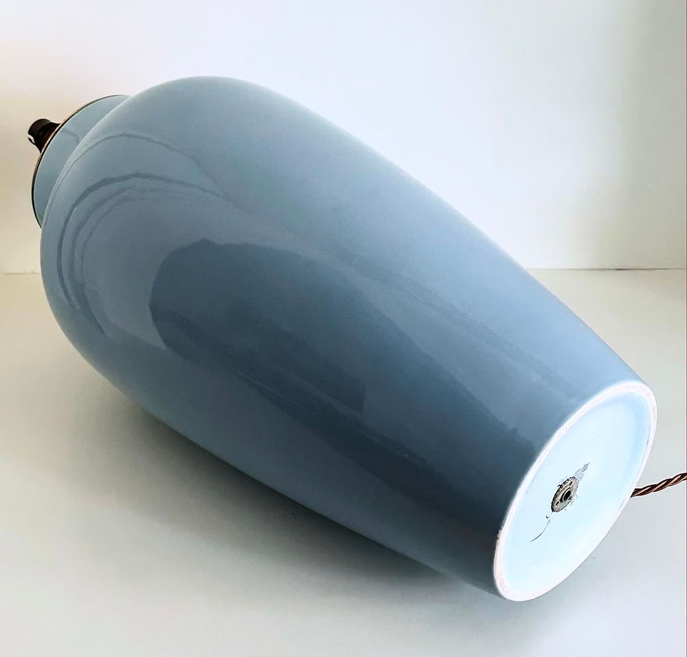 Thumbnail: A Tall Pale Blue Vase Lamp by Mintons, c.1930