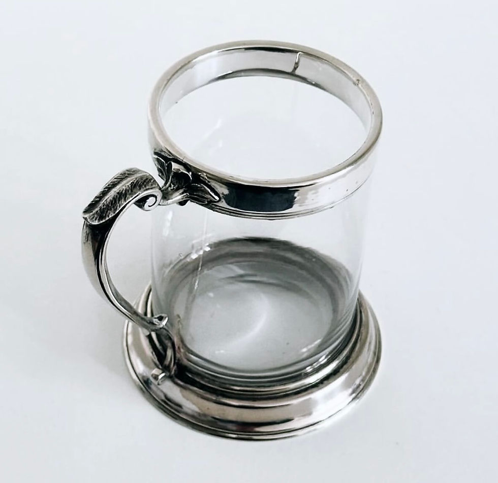Thumbnail: A Glass and Silver Plated Half Pint Tankard, c.1900