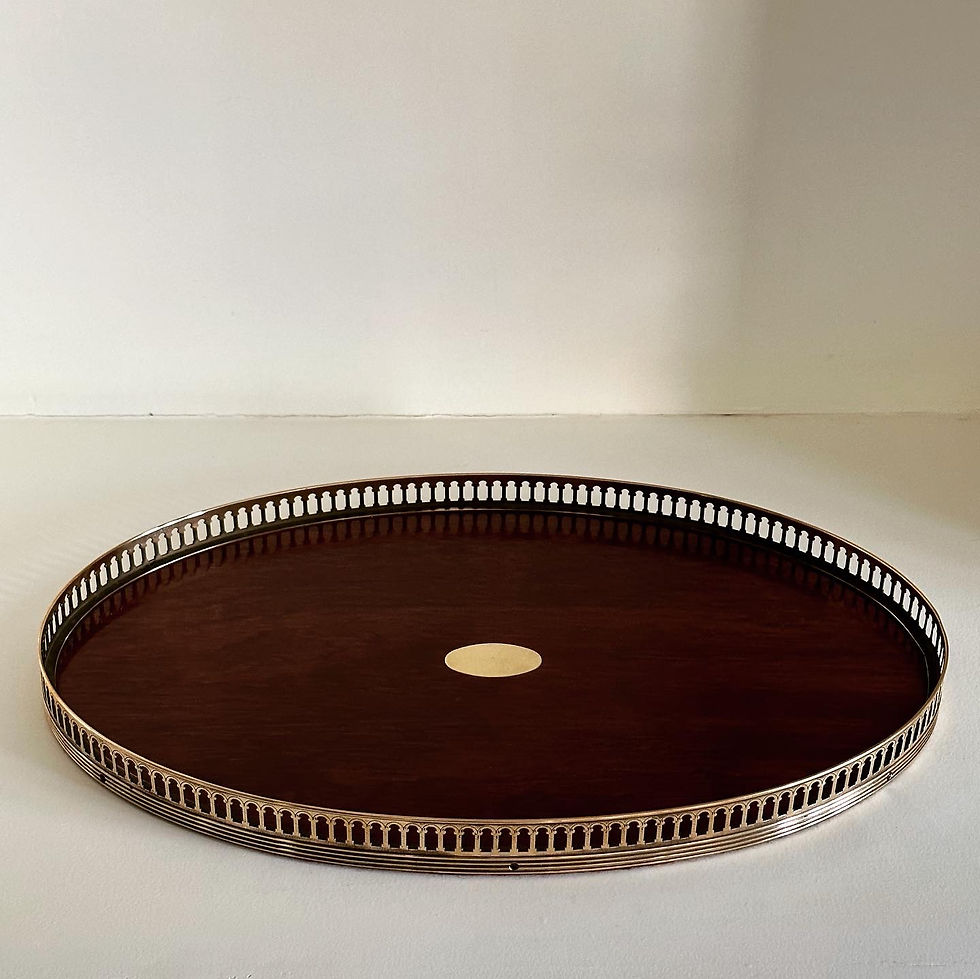 Thumbnail: A 1930s Oval Brass and Oak Gallery Tray