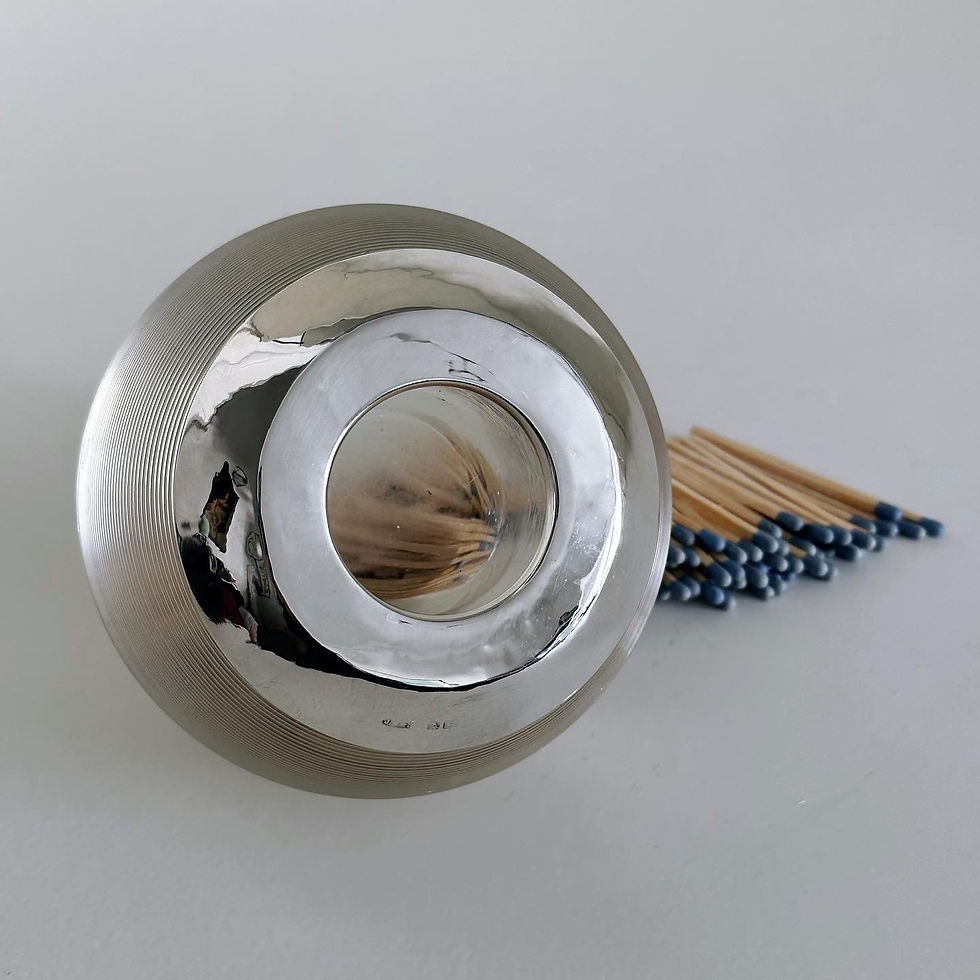 Thumbnail: A Large Reeded Glass & Silver Match Striker by John Grinsell & Sons, c.1909