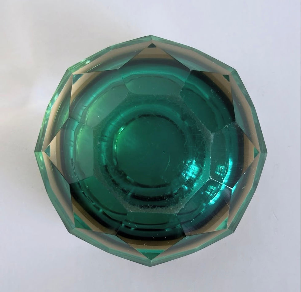 Thumbnail: A Murano Sommerso Green and Yellow Glass Bowl, c.1960