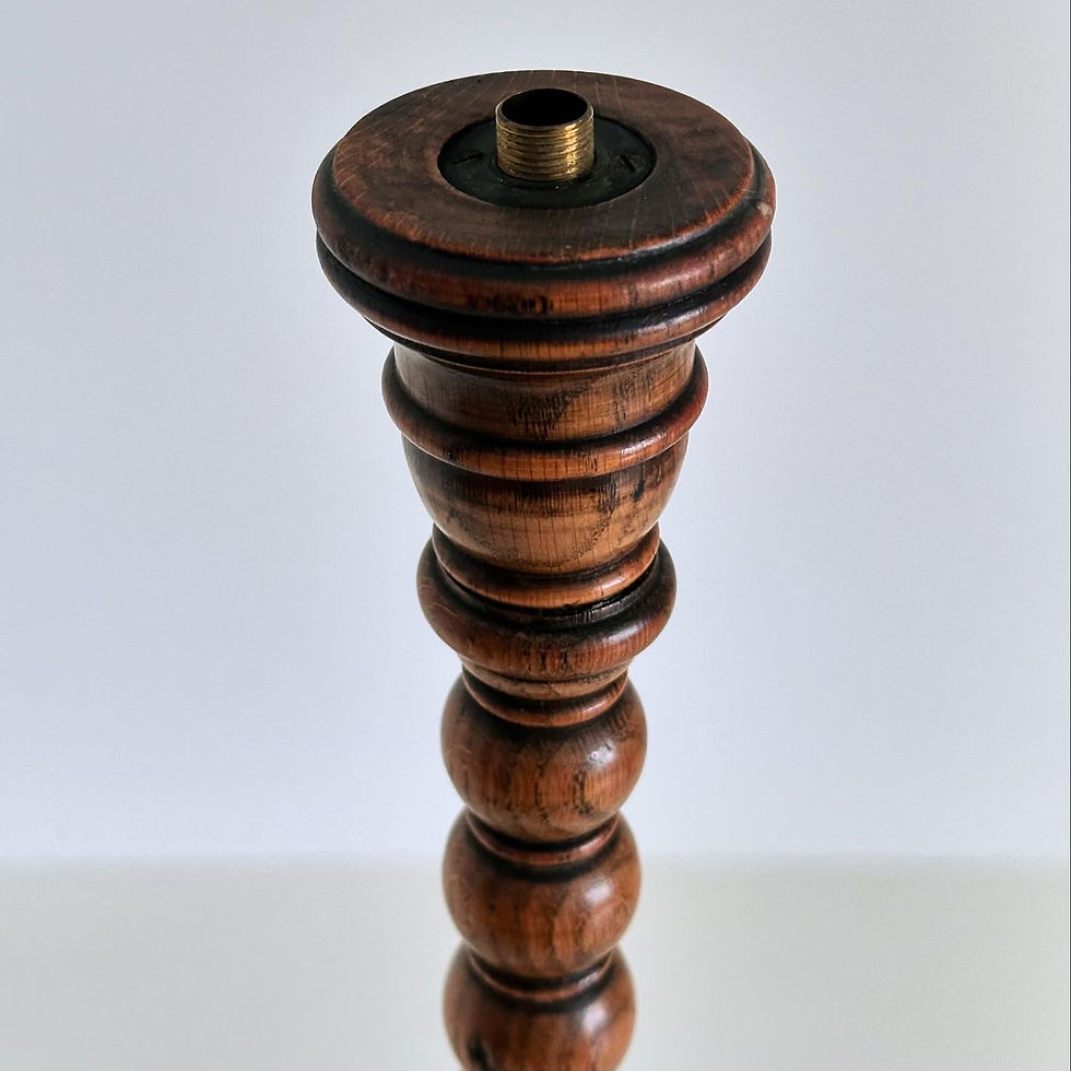 Thumbnail: A Bobbin Turned Oak Lamp (Unwired), c.1910