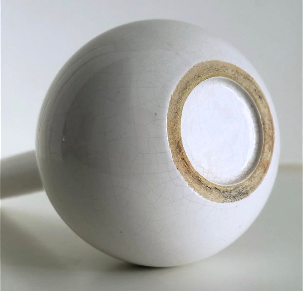 Thumbnail: A Post-Showa Period White Crackle Glazed Porcelain Bottle Neck Vase, c.1960
