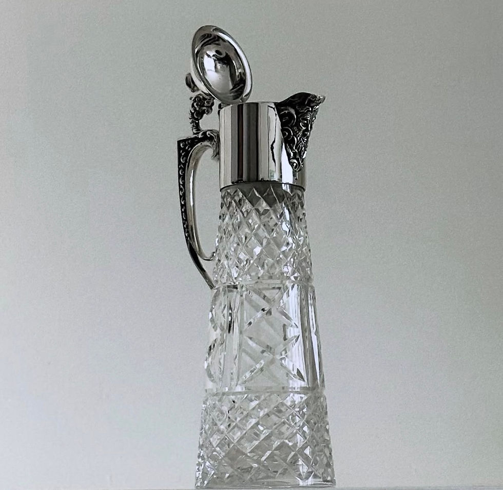 Thumbnail: An Unusual Victorian Bacchus Mask and Crystal Glass Claret Jug, c.1880