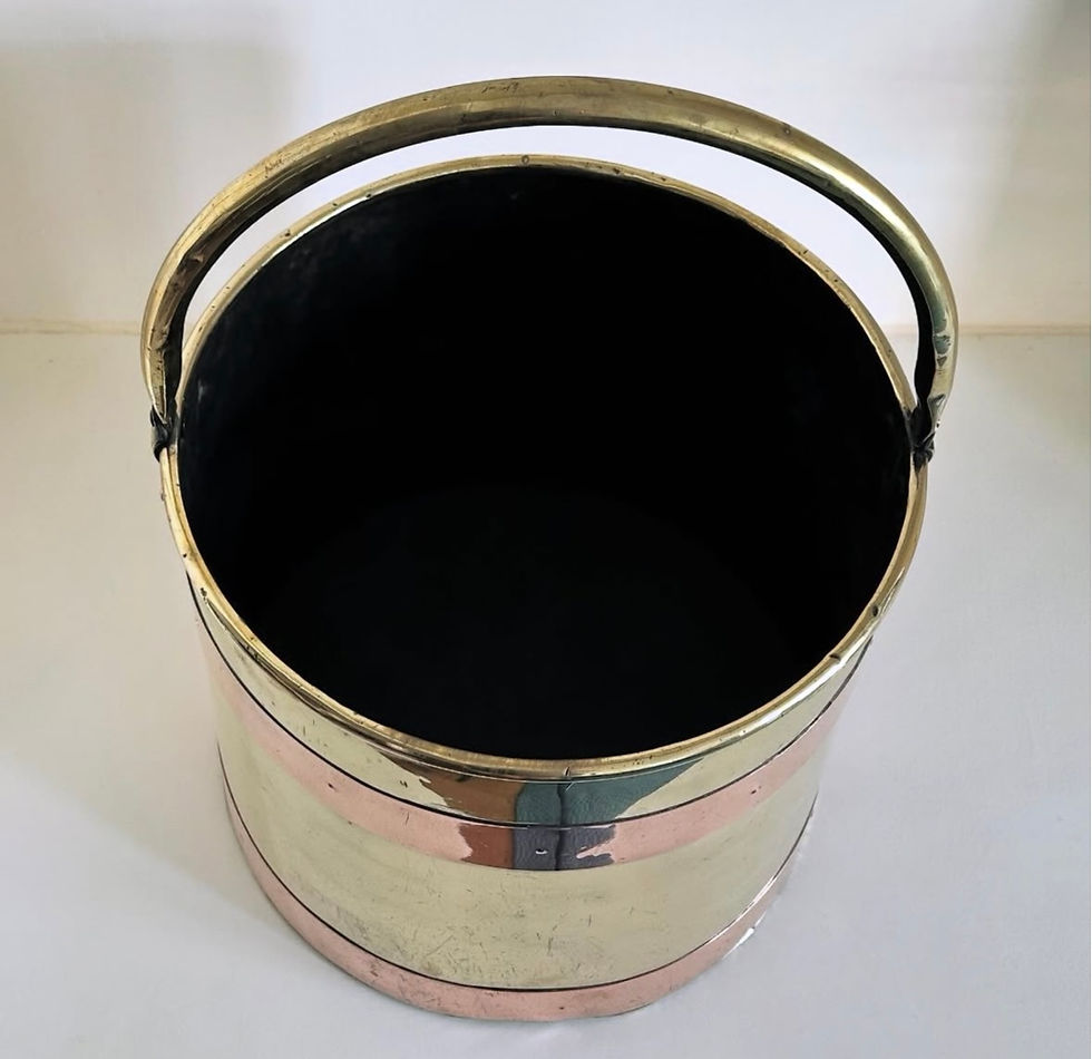Thumbnail: A Riveted Brass and Copper Log Bucket, c.1900