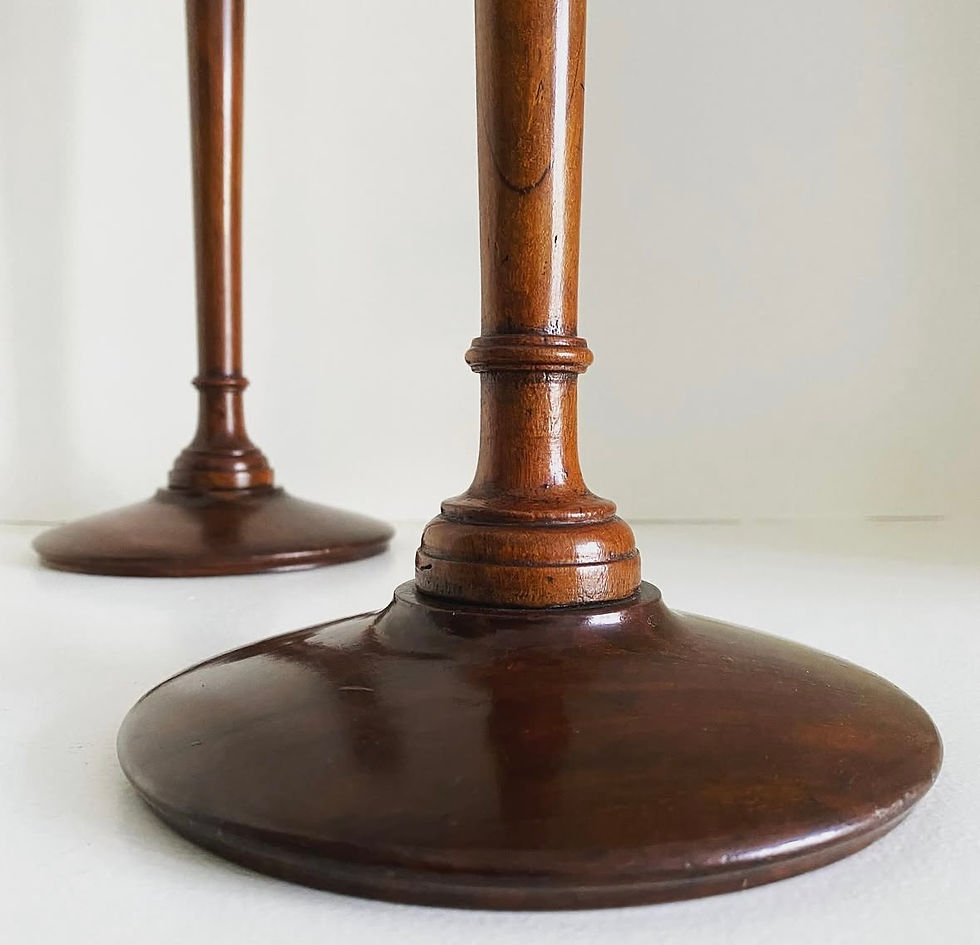 Thumbnail: A Tall Pair of Victorian Mahogany Candlesticks, c.1890