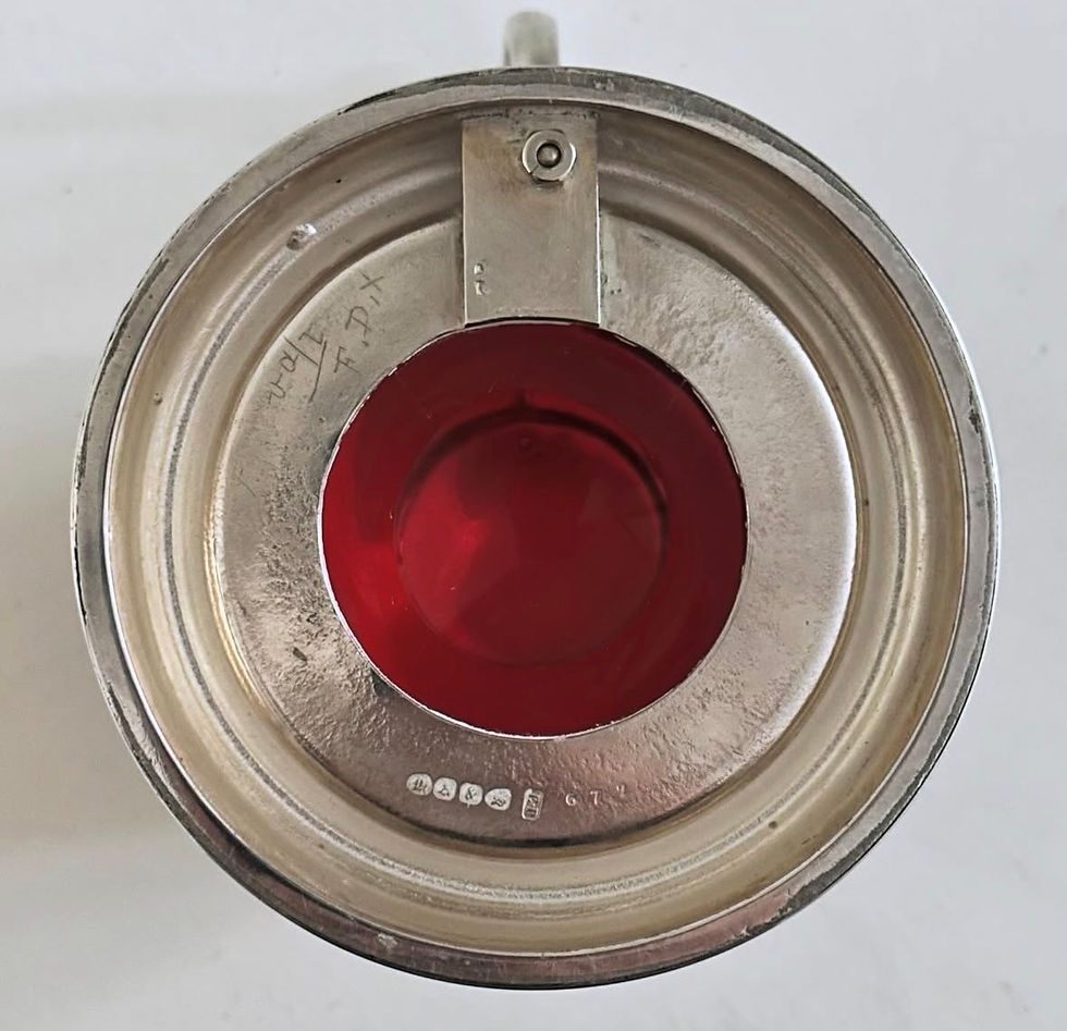 Thumbnail: A Victorian Cranberry Glass and Silver Plated Tankard, c.1900