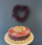 Red velvet cake with blueberry and cream