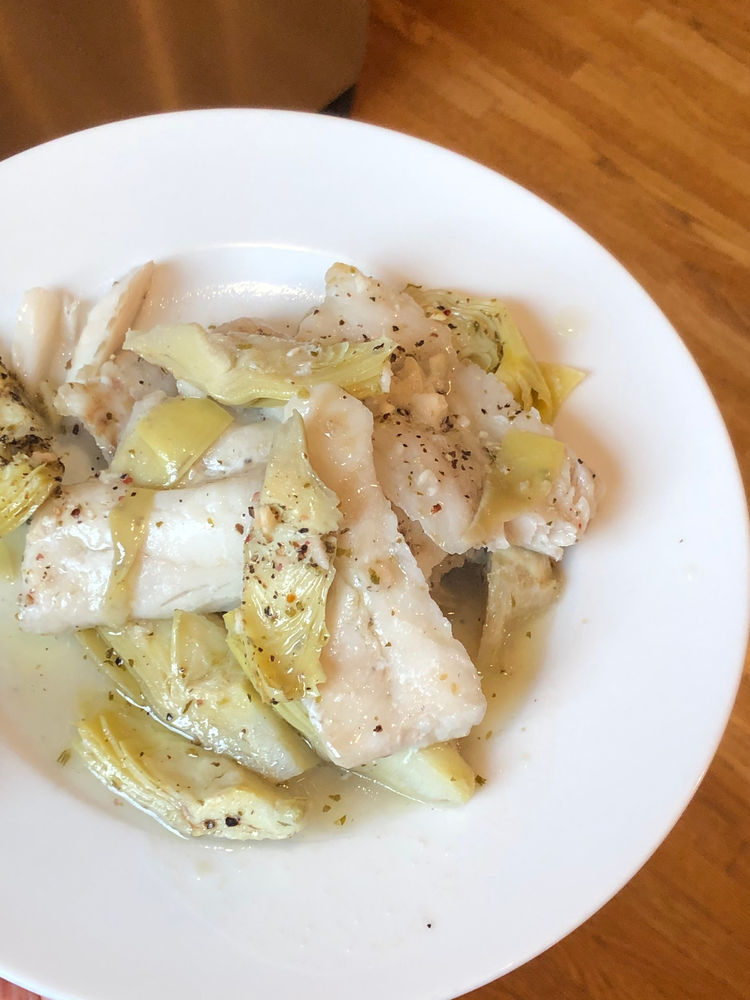 Fish with Marinated Artichokes