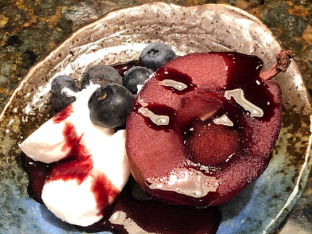Poached Pears in Red Wine