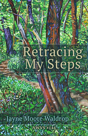 Book cover for poetry series Retracing my Steps byJayne Moore Waldrop
