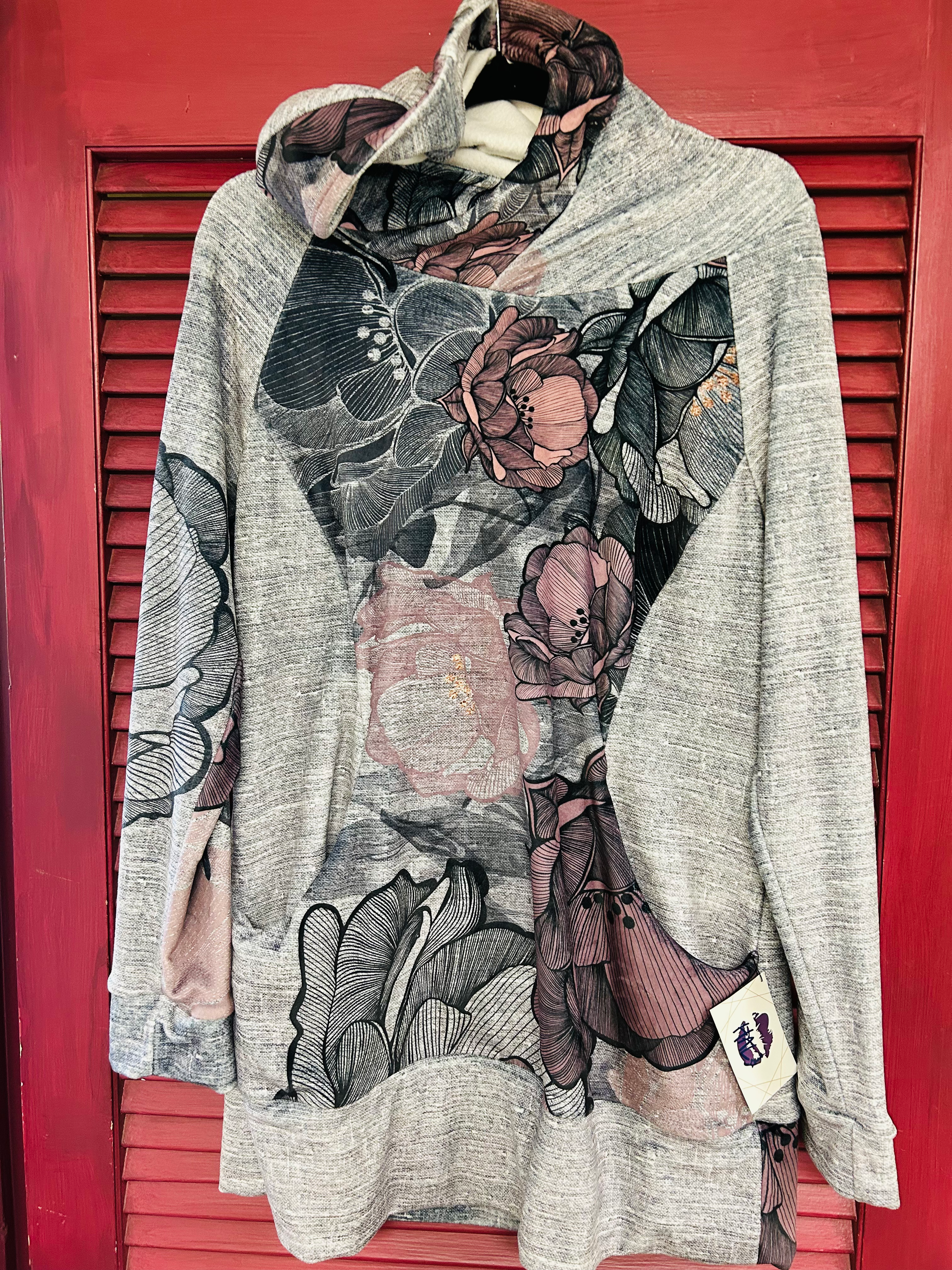 Minky Floral Pull Over Hoodie
