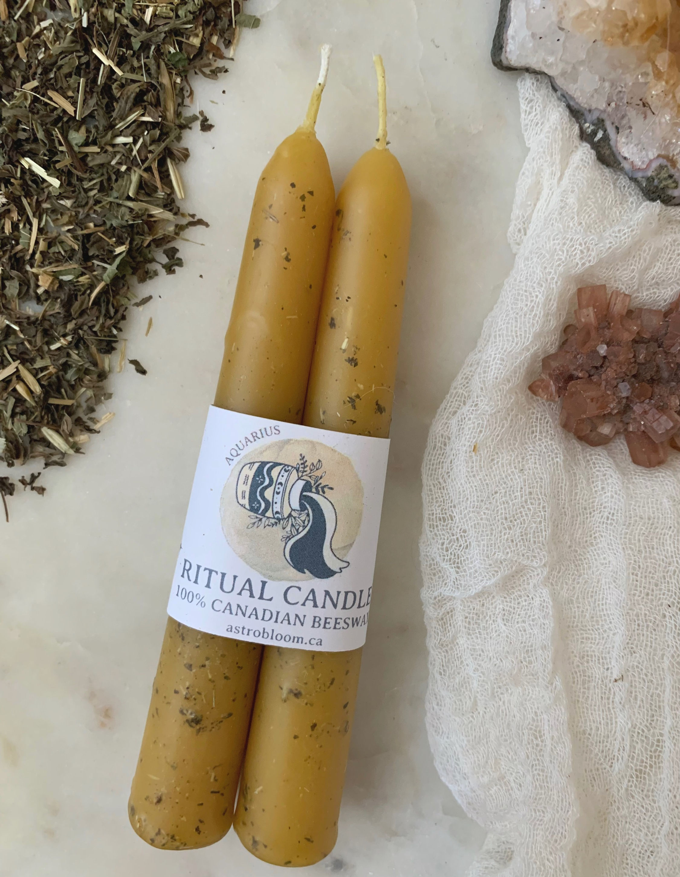 Aquarius Beeswax Ritual Candles