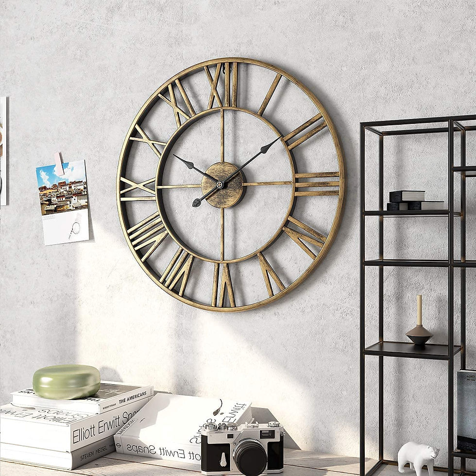 Large Skeleton Metal Roman Vintage Rustic Wall Clock Big Numerals Giant Open Ro