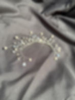 Handcrafted bridal hair vine featuring glass pearls and faceted crystals arranged on silver plated wire in a branching design