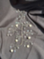 Handcrafted bridal hair vine with glass pearls and crystals on silver plated wire in a delicate organic branch design
