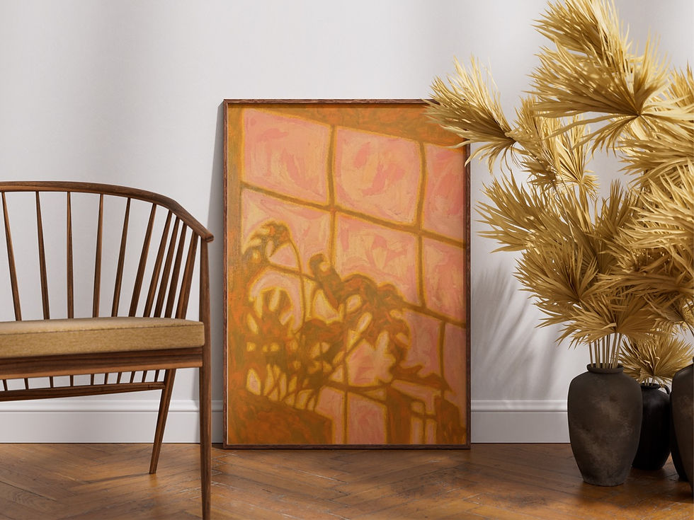 Printable poster of sunlight and shadows creating random shapes on the floor.