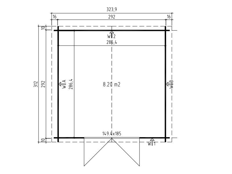 Miniatura: Casetta in legno "SP.28" 312x312x222 senza pavimento Cod.280011