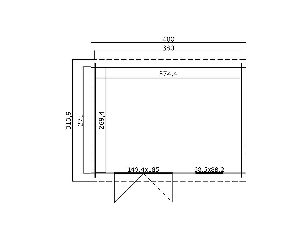 Thumbnail: Casetta in legno "SP.28" 400x295x211 senza pavimento Cod.280014