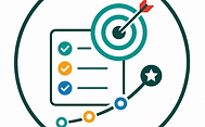 Abstract geometric icon representing employee accountability and performance ownership, with personal goal markers, progress tracking, ownership indicators, and follow-through elements in Talent Authority brand colors.