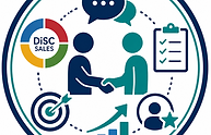 Abstract geometric icon representing DISC sales skills and customer relationship management, with customer communication pathways, sales conversation markers, objection-handling elements, and relationship-building symbols in Talent Authority brand colors.