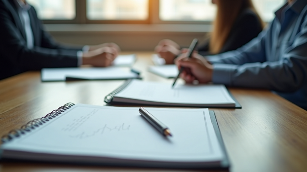 Close-up view of a training manual and notebook on a desk during a leadership session
