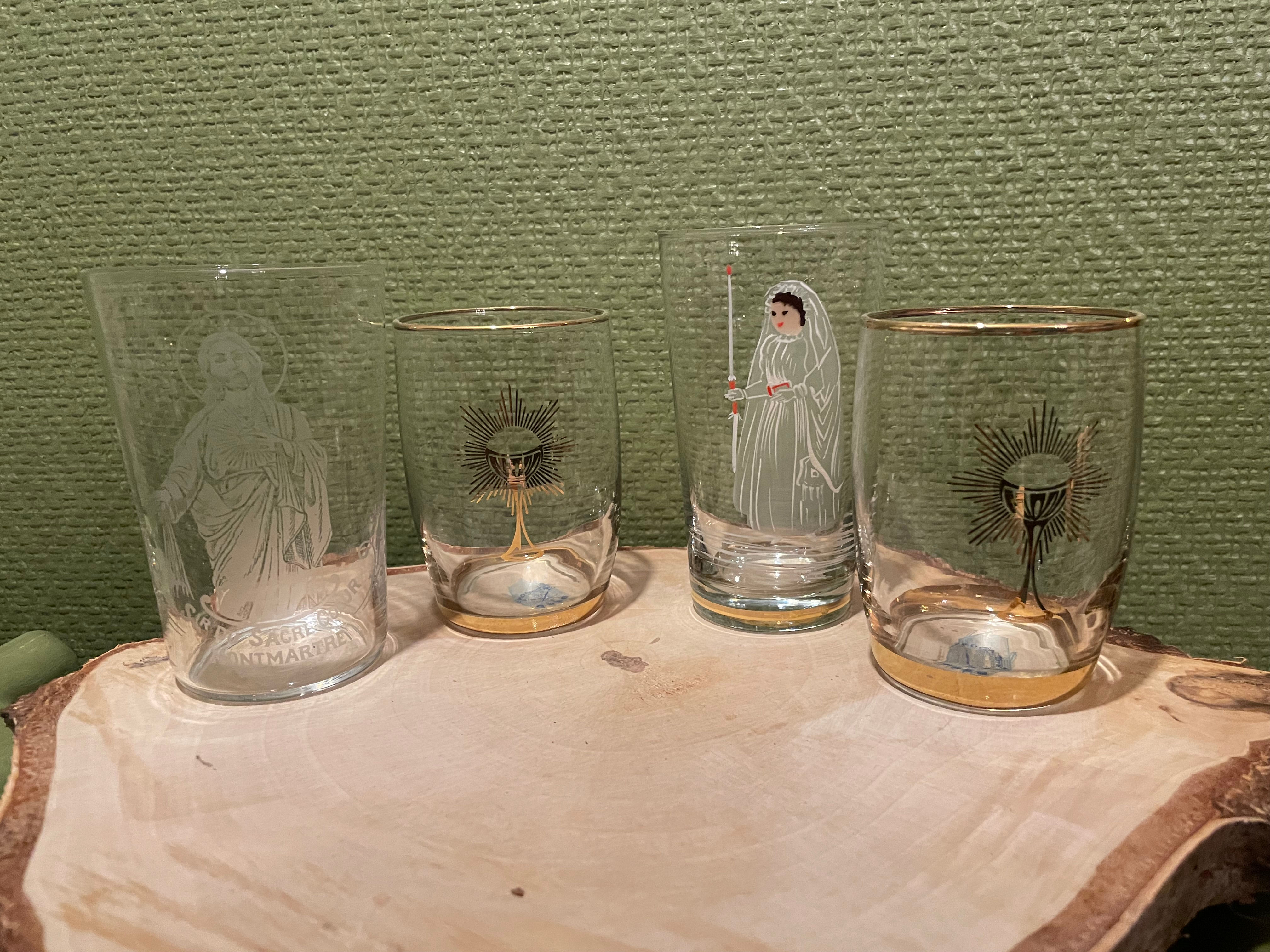 Lot de 4 verres de première communion