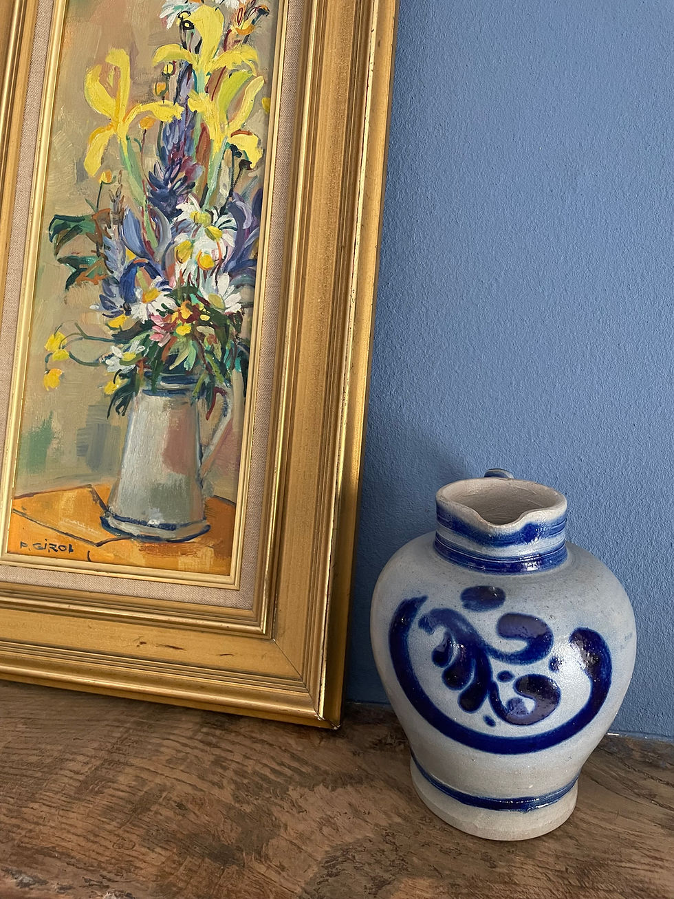 Miniature : Cruche à eau en grès bleu