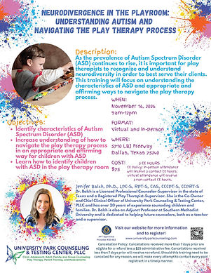 autism play therapy training flyer