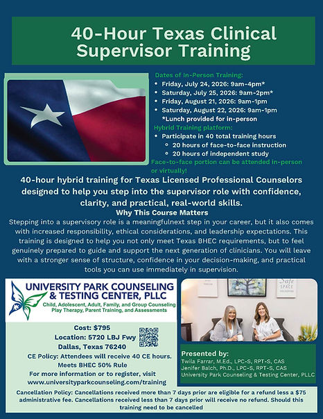 40-hour hybrid training for Texas LPC