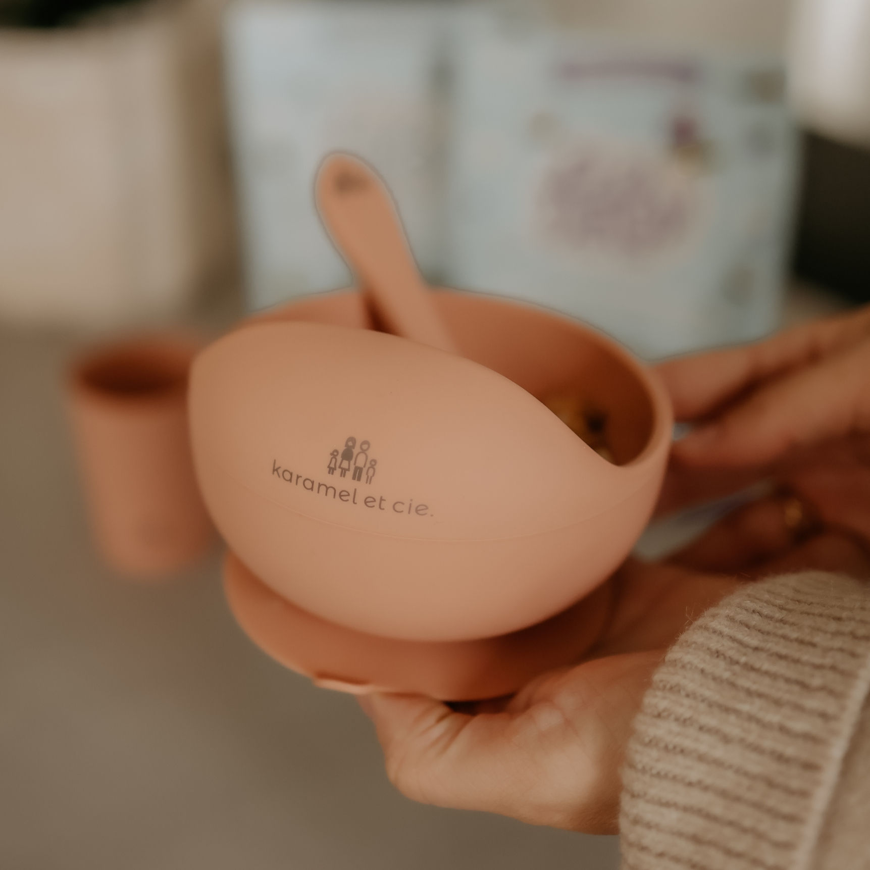 Bol à succion avec cuillère en silicone