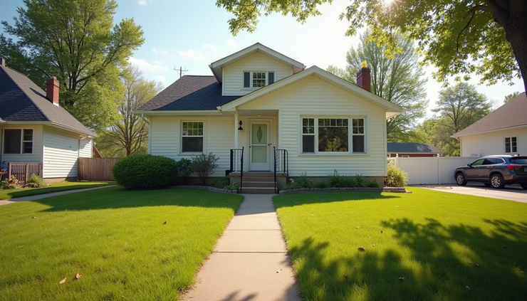 Eye-level view of a renovated single-family home on a quiet street in Superior, Wisconsin