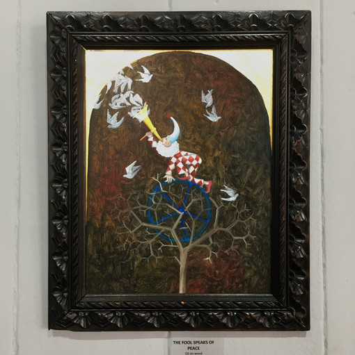 Talking Peace - oil on panel in Antique Frame)