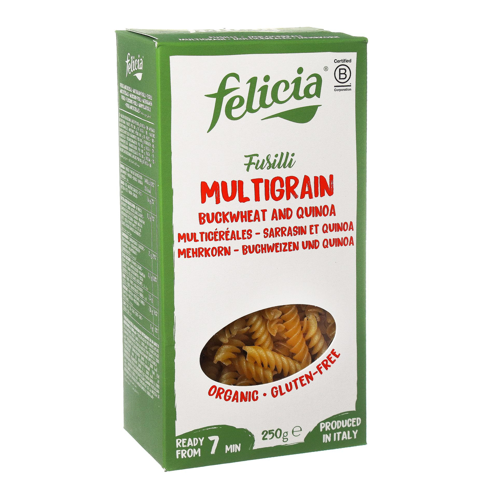 פליסיה קופסא -פוזילי 4 דגנים אורגני 250 ג'