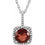 Thumbnail: Sterling Silver Garnet and Diamond Halo Pendant
