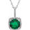 Thumbnail: Sterling Silver Lab-Grown Emerald and Diamond Halo Pendant