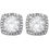 Thumbnail: Sterling Silver Lab-Grown White Sapphire and Diamond Halo Stud Earrings