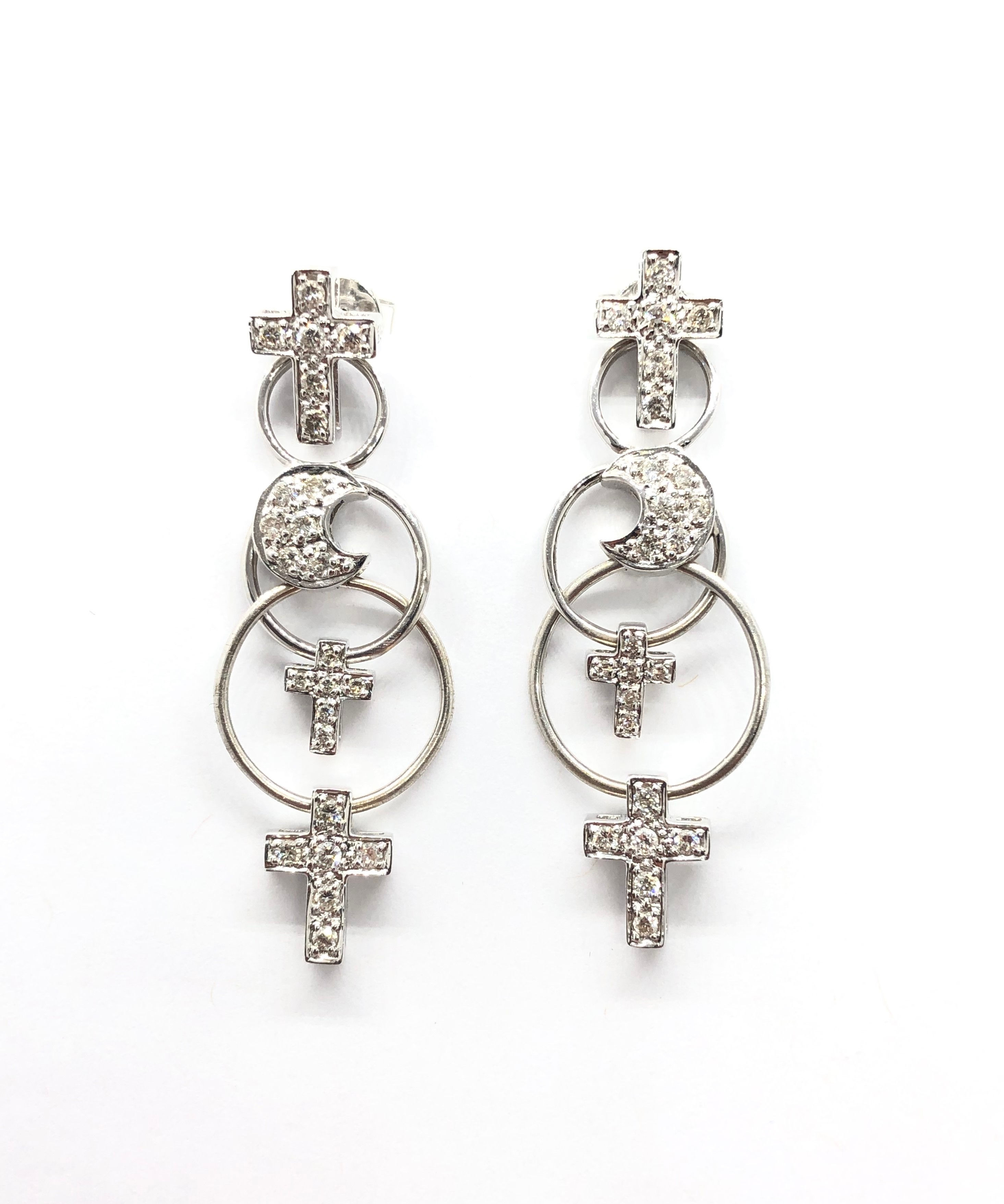 Dangle & Drop Diamond Cross Earrings