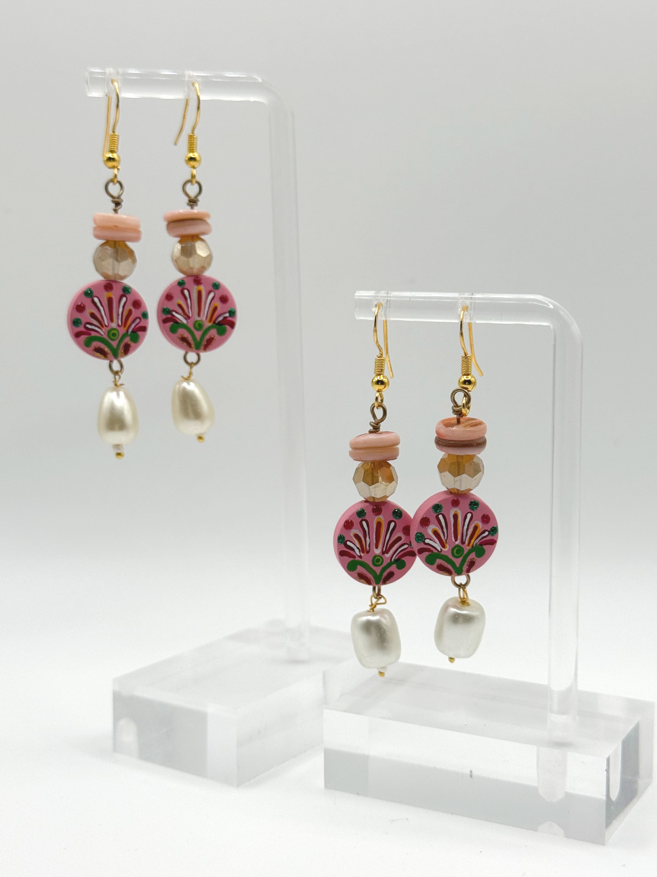 Pink Pearl Dangle Earrings